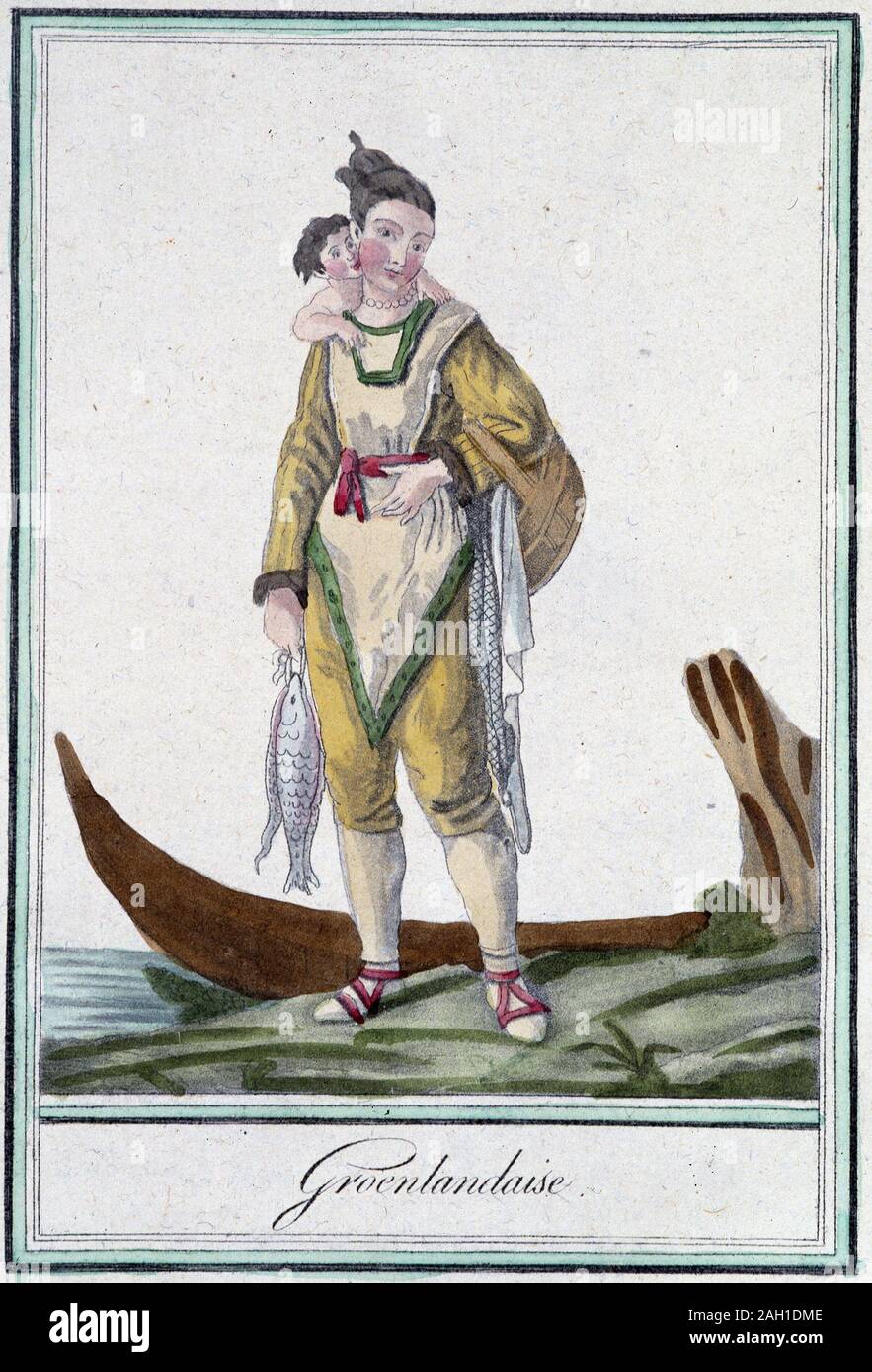 Groenlandaise - in 'Encyclopedie de Voyages' par J. Grasset Saint Sauveur, hrsg. Deroy, Paris, 1796. Stockfoto