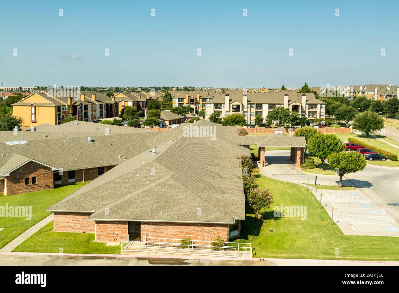 Wohnquartier und Häuser in Dallas Fort Worth, Texas, USA. Stockfoto