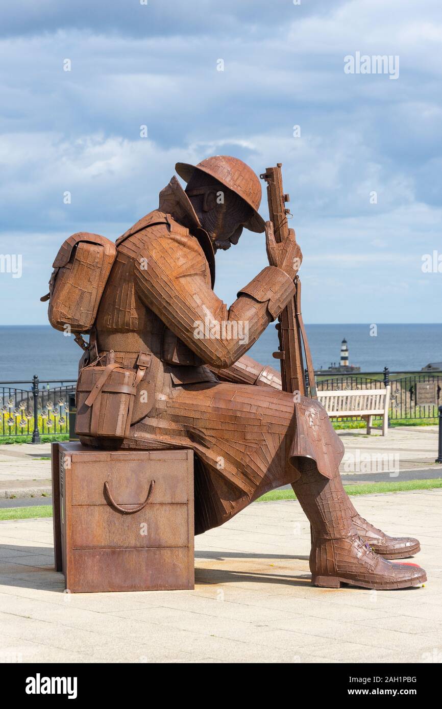 'Tommy' Statue auf Vorland, Seaham, County Durham, England, Vereinigtes Königreich Stockfoto