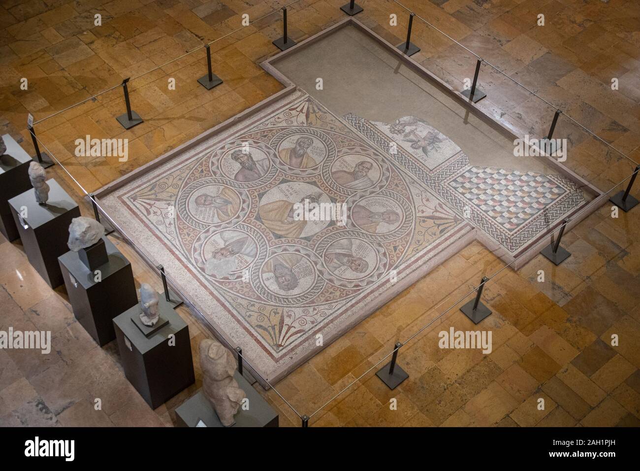 Mosaik der sieben Weisen, National Museum, von Baalbek, 3. c. AD, Beirut, Libanon Stockfoto