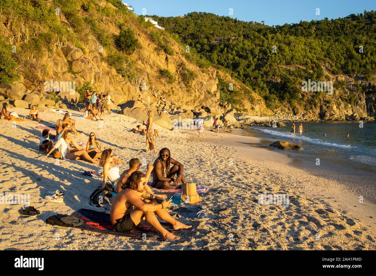 Shell Beach oder Shellona Beach, Saint Barthélemy oder St Barths oder St Barts, Karibik Stockfoto