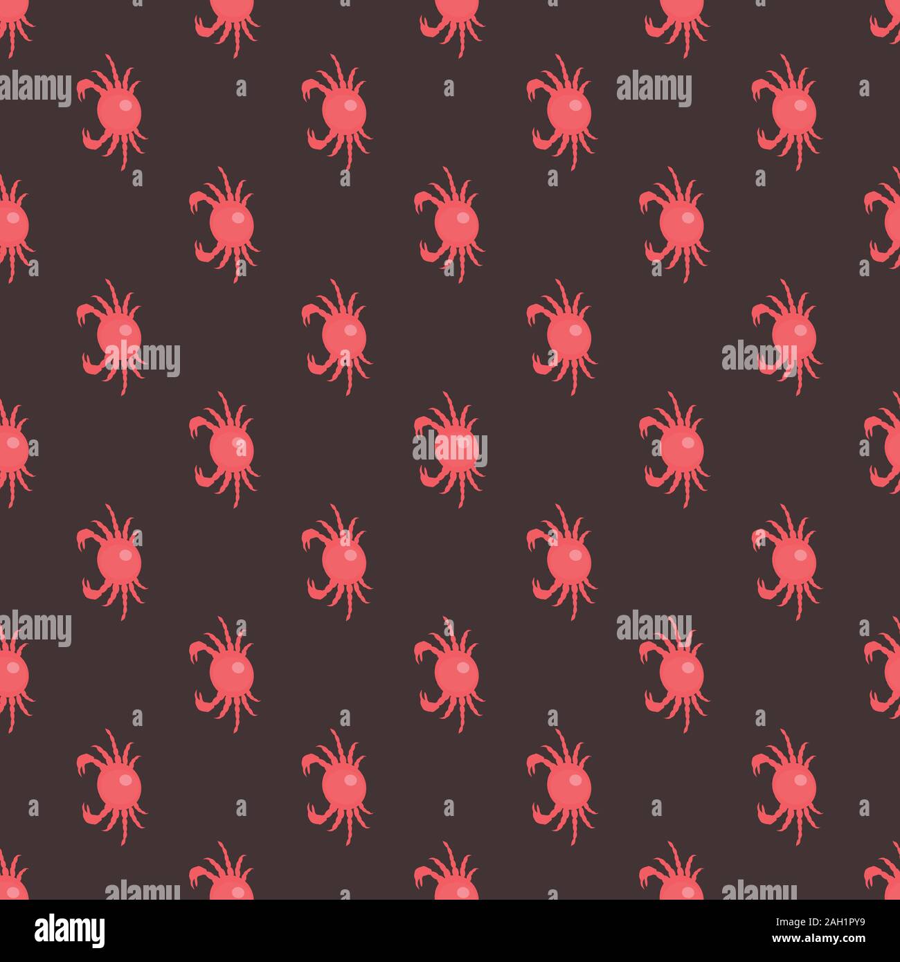 Nahtlose Muster mit Rote Krabben auf weißem Hintergrund. Vector Illustration Stock Vektor