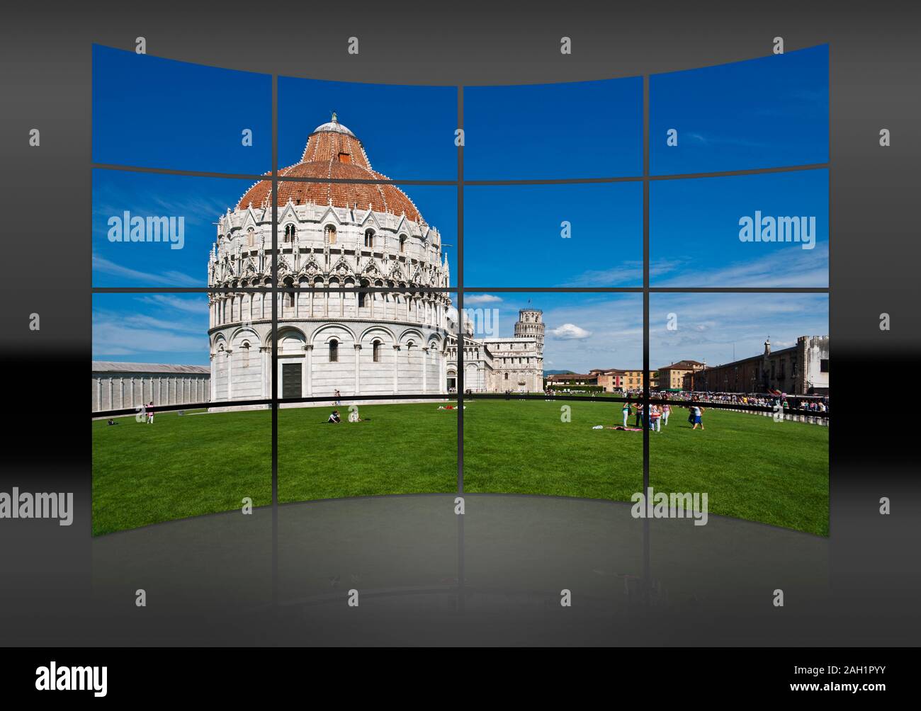 Blick auf den Cathedral Square, Baptisterium, Dom St. Maria Himmelfahrt und der Schiefe Turm, Pisa, Toskana, Mittelitalien, ITALIEN, EUROPA Stockfoto