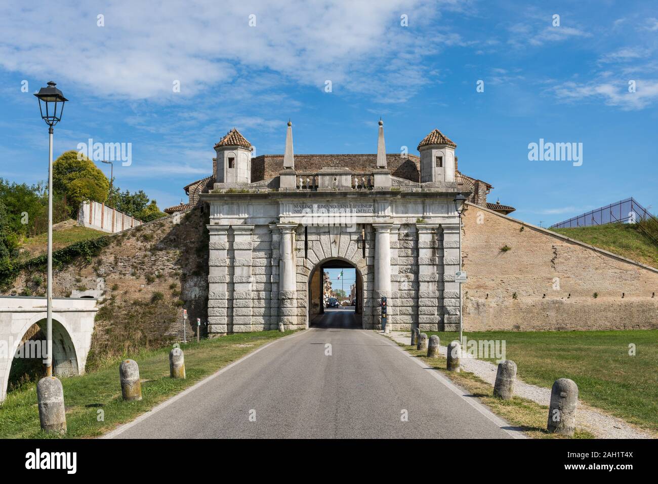 Porta Udine Tore in Palmanova, Friaul-Julisch Venetien, Italien Stockfoto