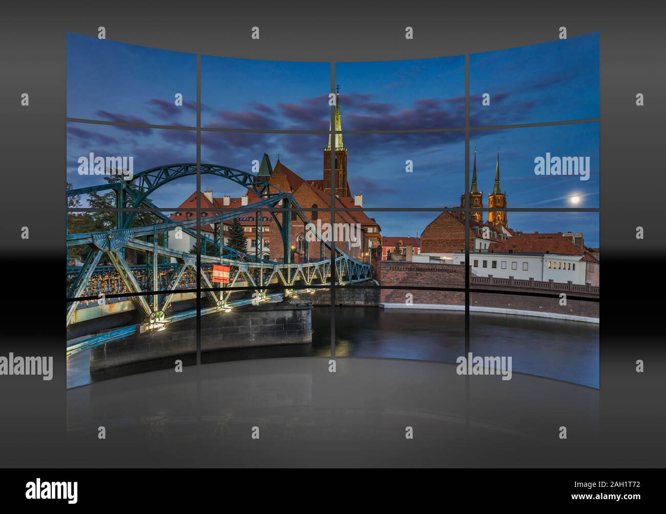 Die Kathedrale-Brücke verbindet die Sandinsel mit Dominsel, Wroclaw, untere Woiwodschaft Schlesien, Polen, Europa Stockfoto