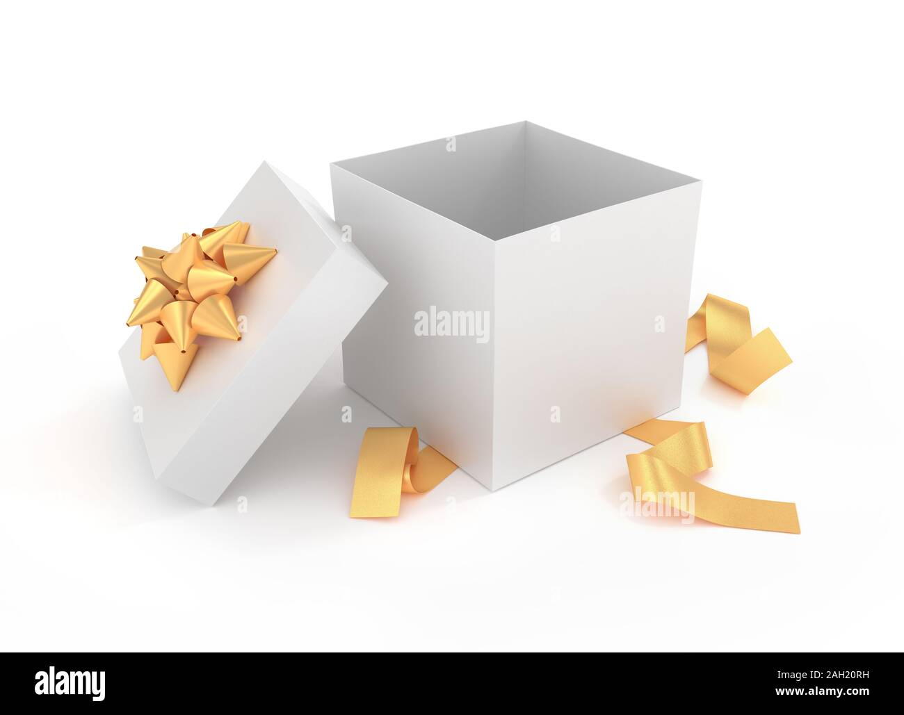 Ausgepackt luxus Geschenk Box-gerenderten 3D-Bild Stockfoto