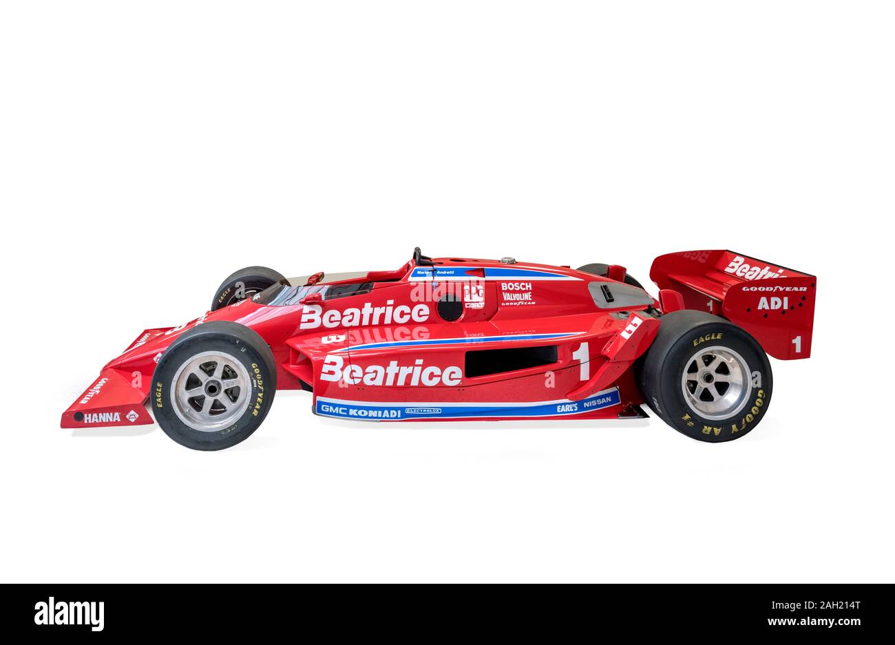 Newman/Haas Lola T900, in dem Mario Andretti 2 im Indianapolis 1985 500 Rennen kam, Indianapolis Motor Speedway Museum, Indianapolis, USA Stockfoto