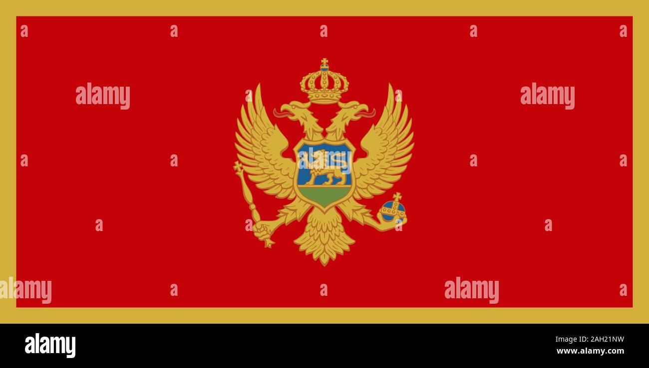 Offizielle großen Flachbild Flagge Montenegro Horizontal Stockfoto