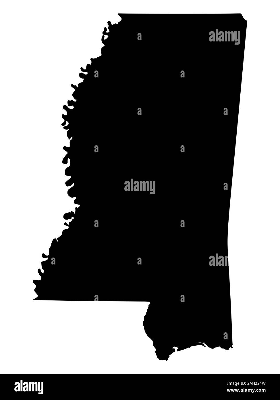 Vektorkarte Silhouette der Vereinigten Staaten von Amerika Staat Mississippi Stock Vektor