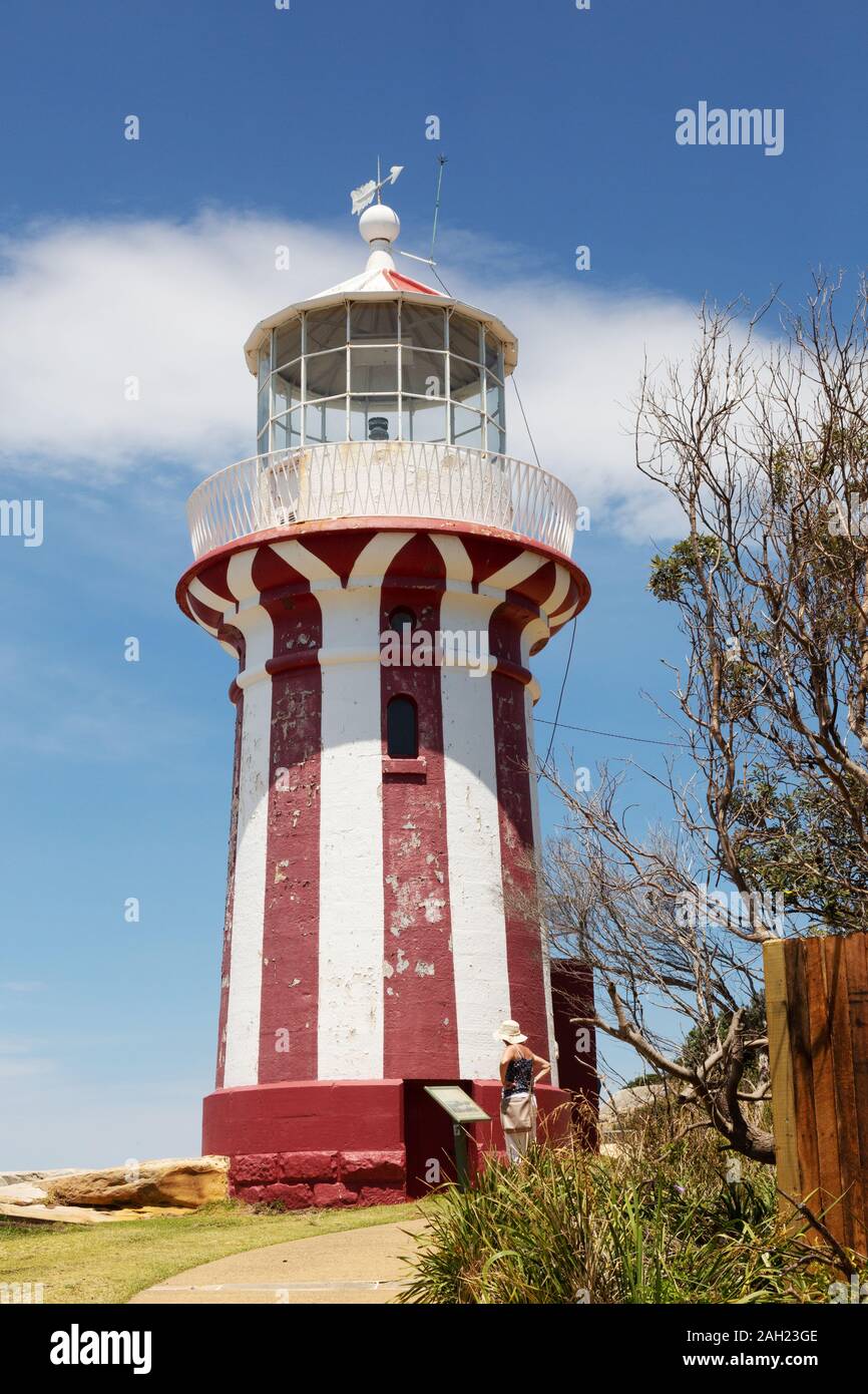 Sydney Leuchtturm - Hornby Leuchtturm, aka Hornby Licht, South Head Lower Hell oder South Head Signal Station - Eine aktive Leuchtturm, Sydney, Australien Stockfoto