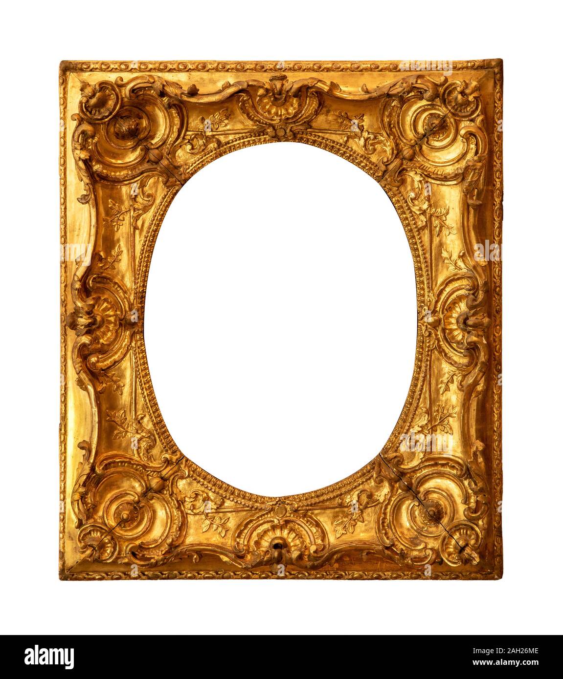 Vintage Gold frame auf weißem Hintergrund Stockfoto