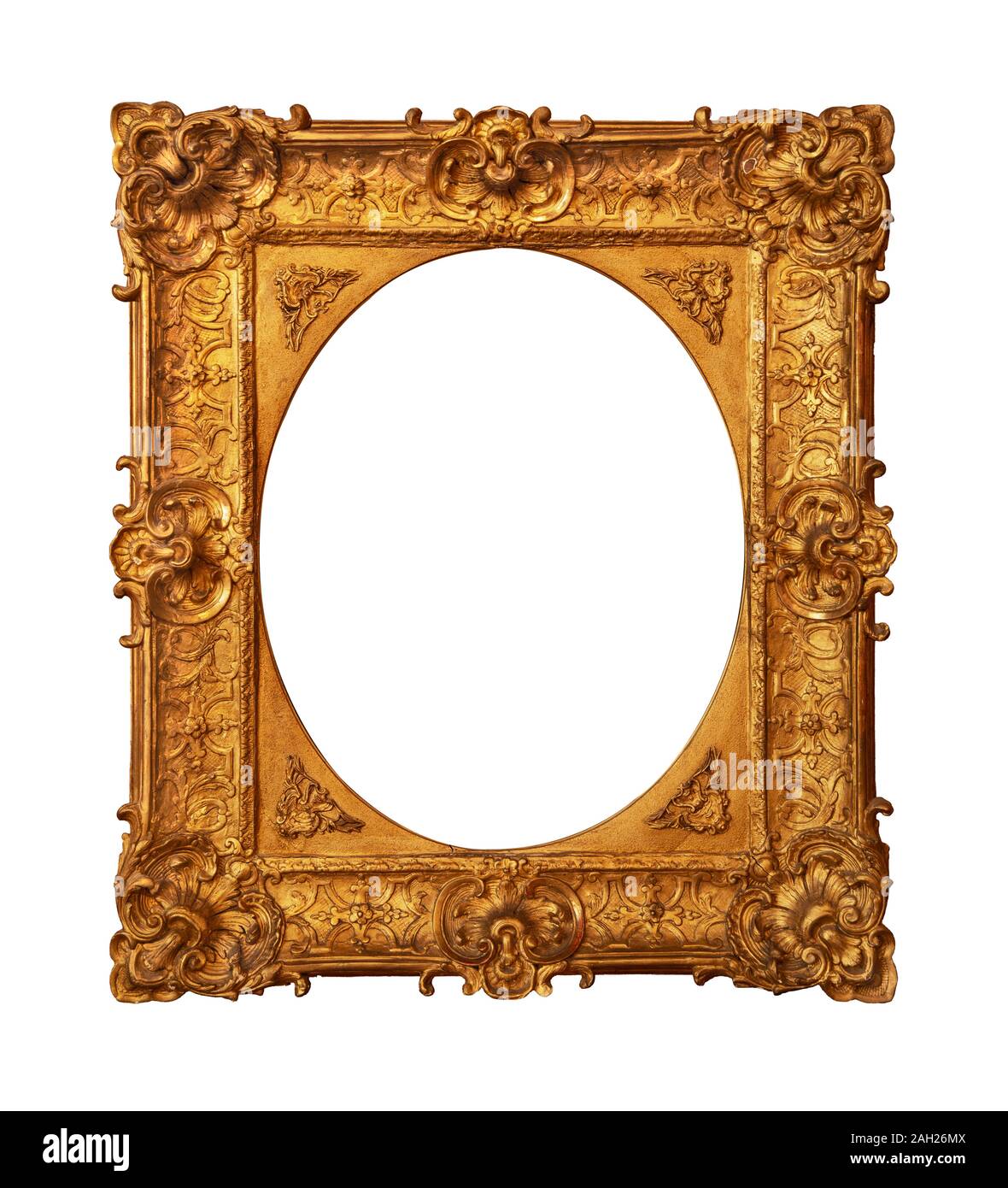 Vintage Gold frame auf weißem Hintergrund Stockfoto