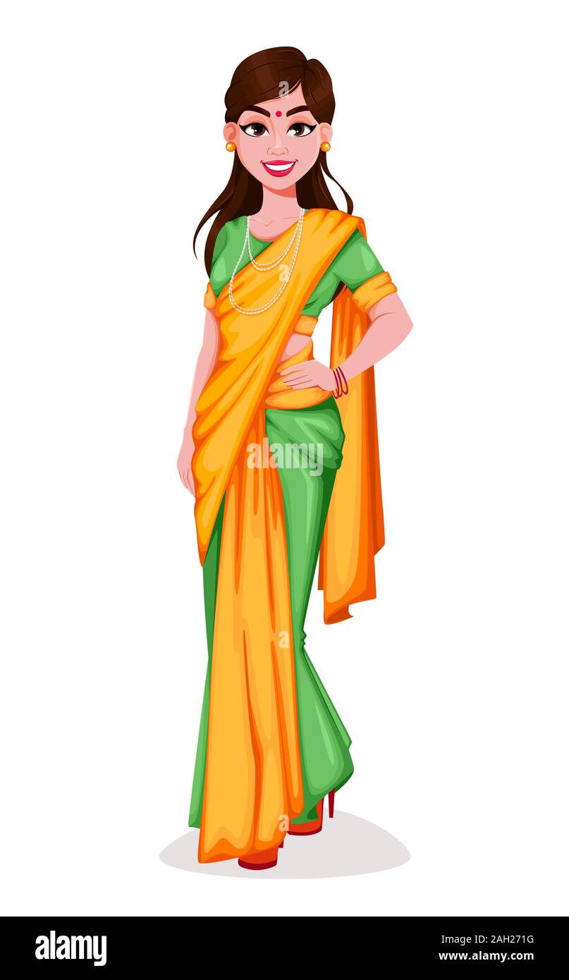 Schone Indische Frau Hubsche Dame Cartoon Charakter Verwendbar Fur Traditionelle Feiertage Lohri Pongal Der Unabhangigkeit Von Indien Etc Vektor Illustr Stock Vektorgrafik Alamy