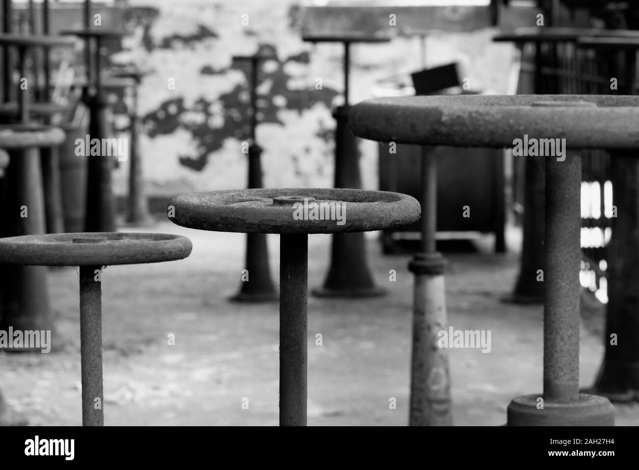 Ein Schwarzweiß-Bild als Teil einer Dokumentation serie über die Geschichte der Textilindustrie in Verviers (Belgien) Stockfoto