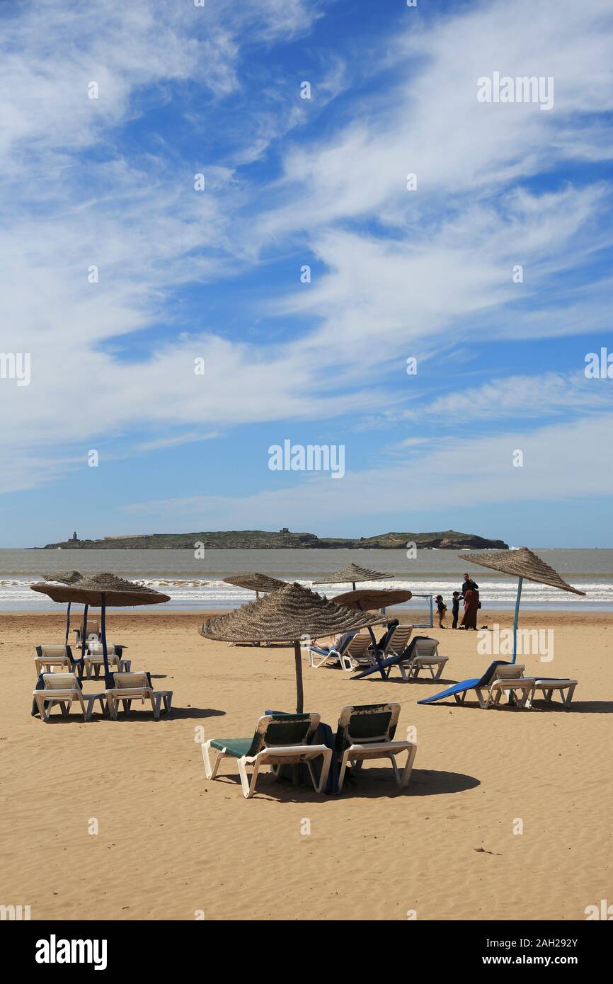 Strand, Insel Mogador, Essaouira, Atlantikküste, Marokko, Nordafrika Stockfoto
