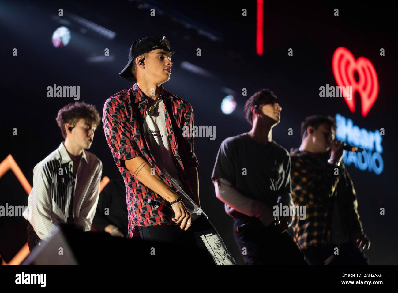 Sonnenaufgang in den Vereinigten Staaten. 22 Dez, 2019. Zach Herron, Corbyn Besson, Daniel James Seavey, Jona Marais und Jack Avery, warum machen wir nicht führt während der Y 100 Jingle Ball im BB&T Center am Dezember 22, 2019 in Sunrise, Florida. Credit: Foto Access/Alamy leben Nachrichten Stockfoto