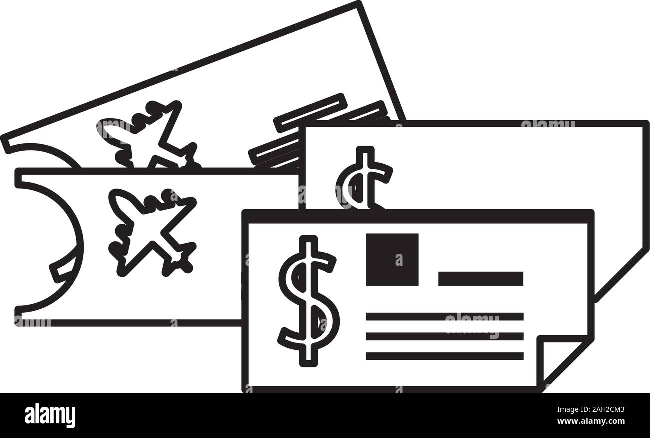 Tickets Flug Dokumente isoliert Symbol Stock Vektor