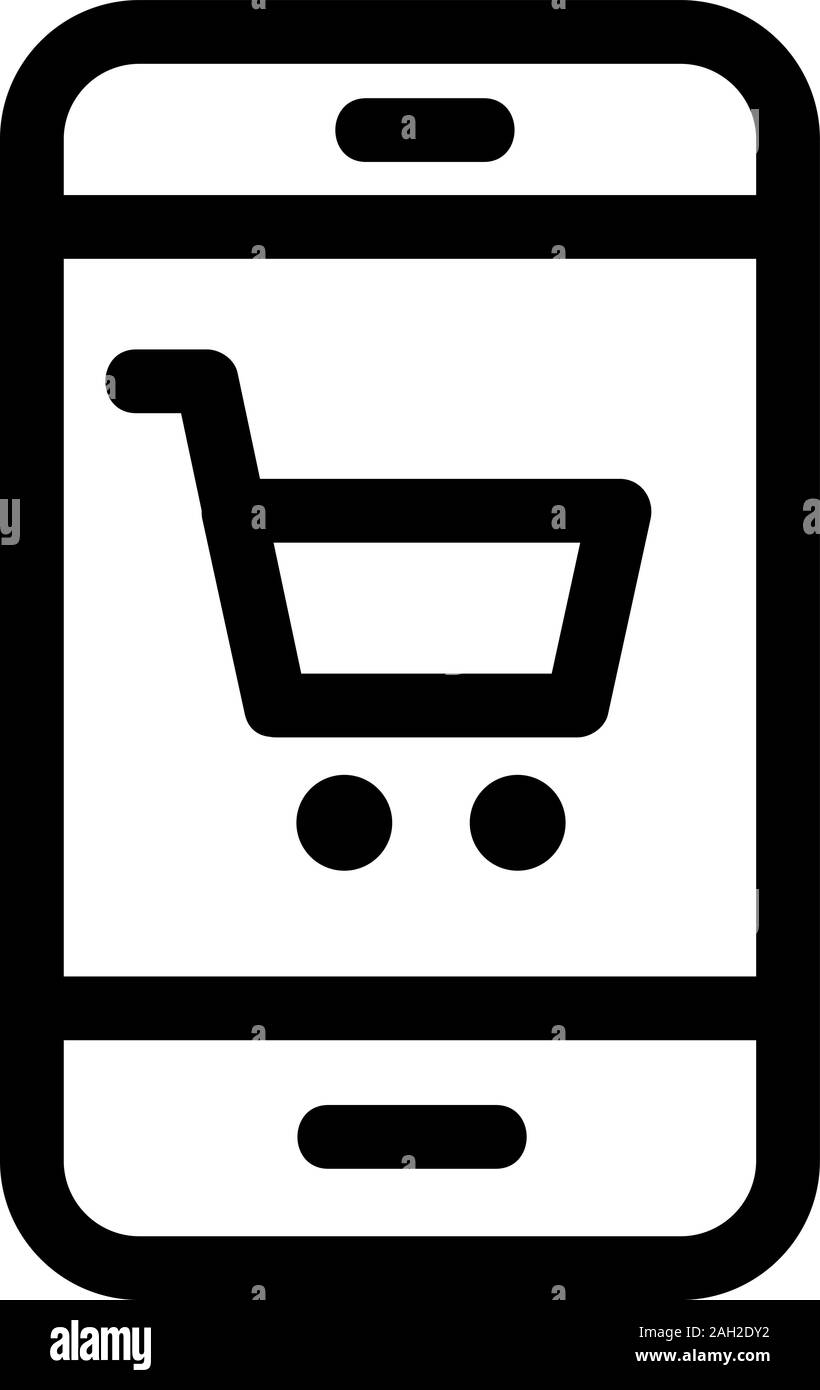 Käufe über den Telefonsymbol-Vektor. Isolierte Darstellung des Kontursymbols Stock Vektor