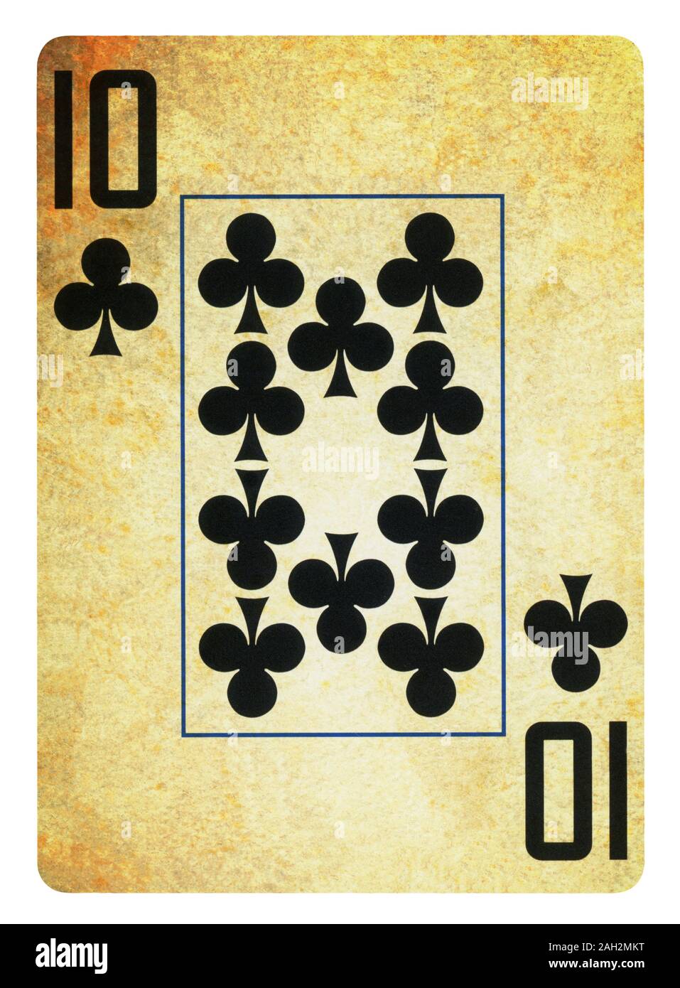 Zehn Vereine Vintage Playing Card - isoliert auf weißem (clipping path enthalten) Stockfoto