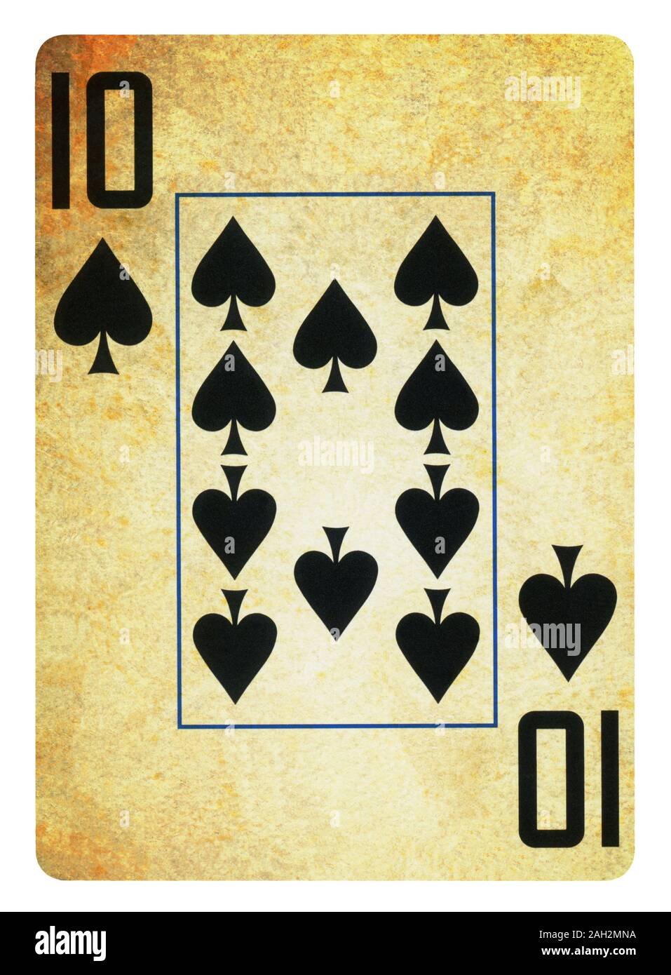Zehn der Spaten Vintage Playing Card - isoliert auf weißem (clipping path enthalten) Stockfoto