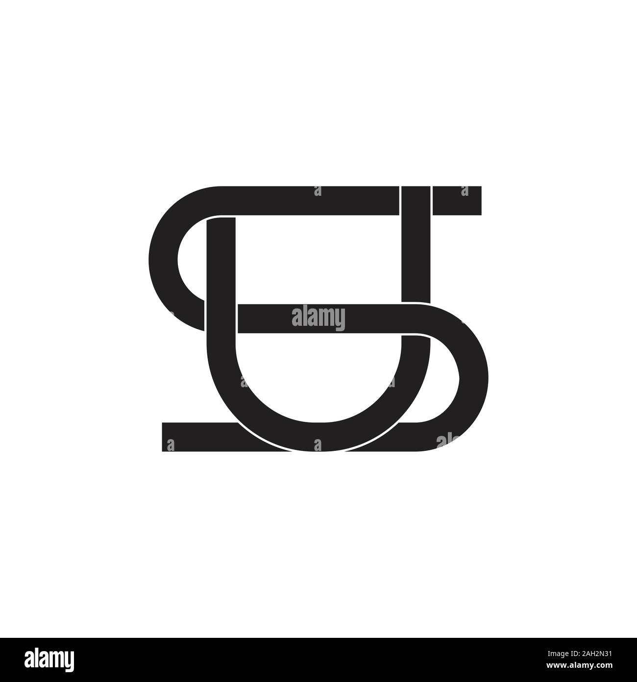 Schreiben su verbunden Überlappen logo Vektor Stock Vektor