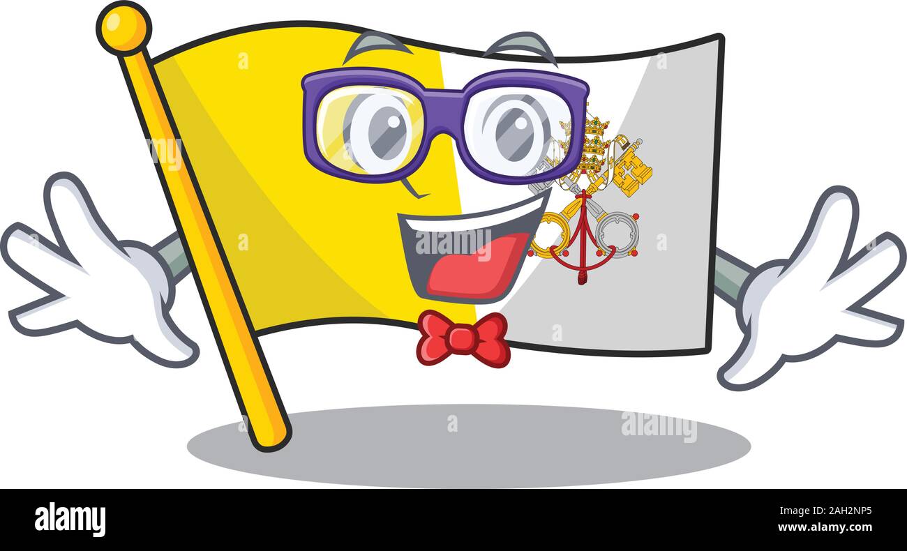 Super lustig Geek Flagge Vatikanstadt Blättern Cartoon Character Design Stock Vektor