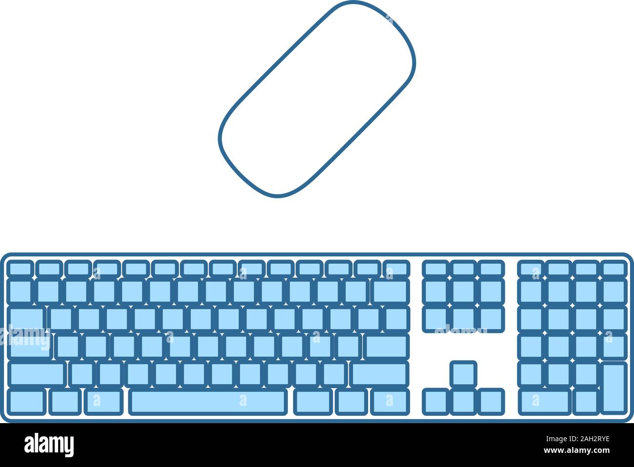 Symbol Tastatur. Dünne Linie mit blauer Füllung Design. Vector Illustration. Stock Vektor