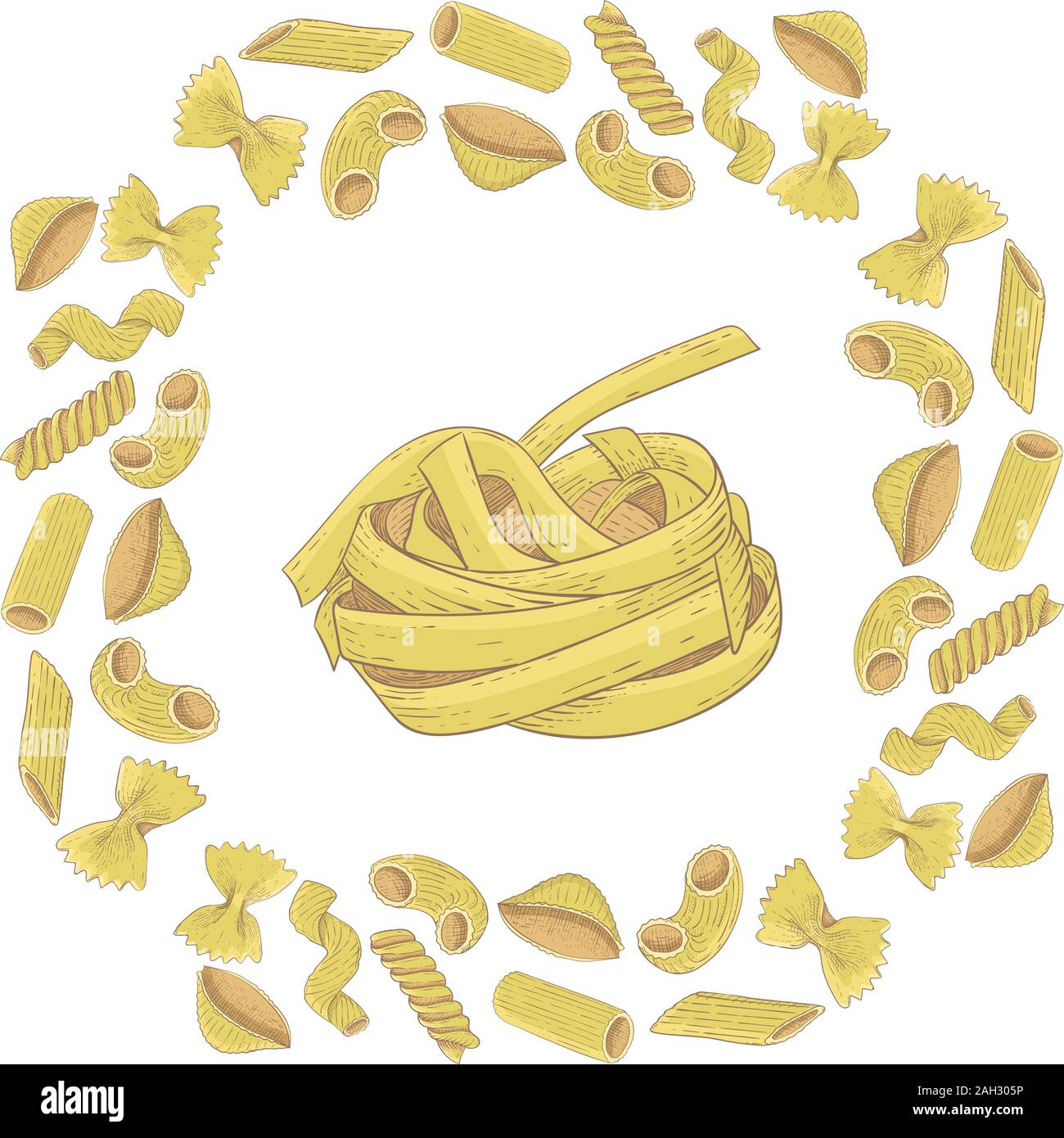 Pasta abstrakt Hintergrund. Hand Skizze gezeichnet Stock Vektor