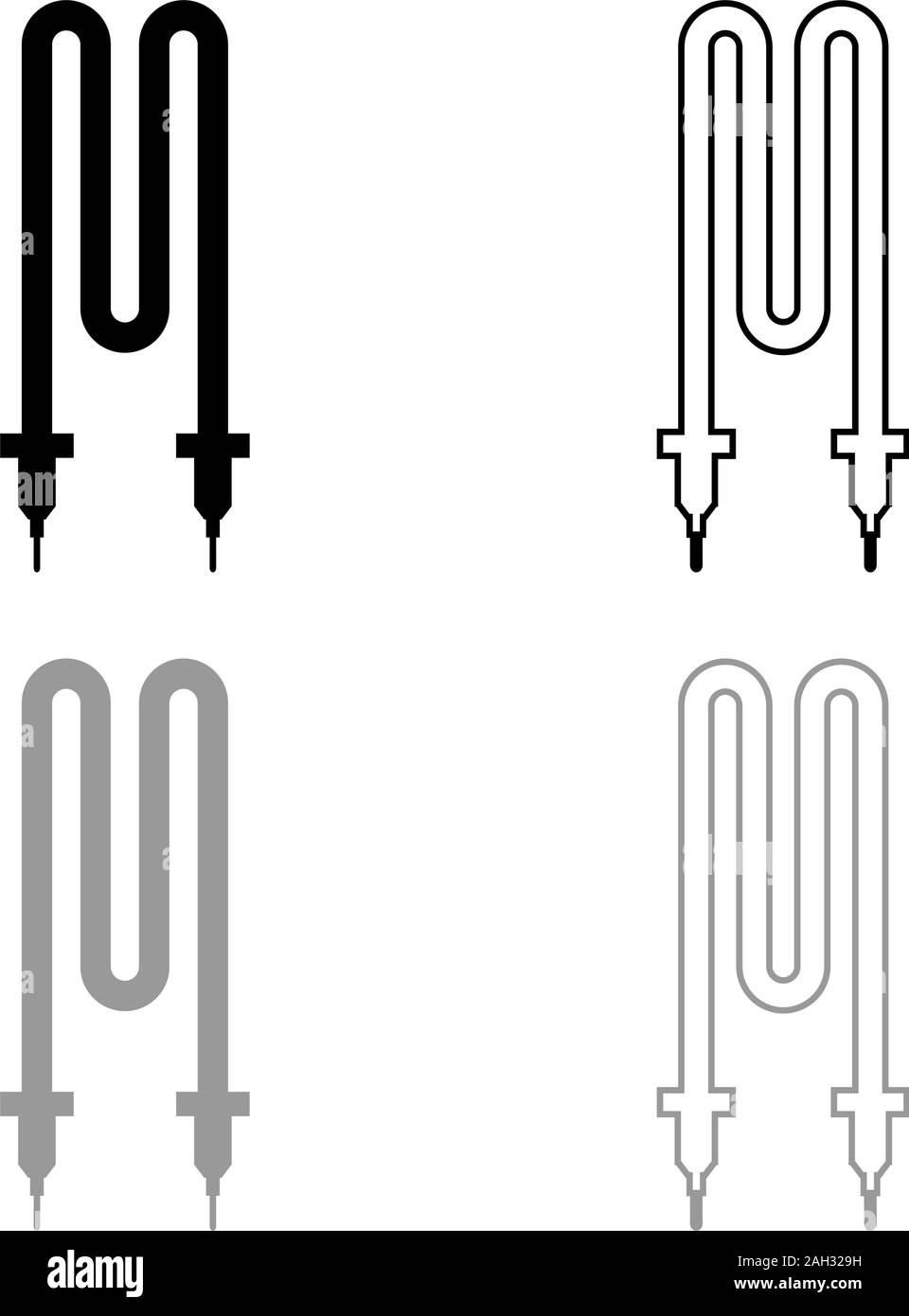 Thermische elektrisches Heizelement Symbol Umrisse Set schwarz Farbe grau Vektor-illustration Flat Style simple Image Stock Vektor