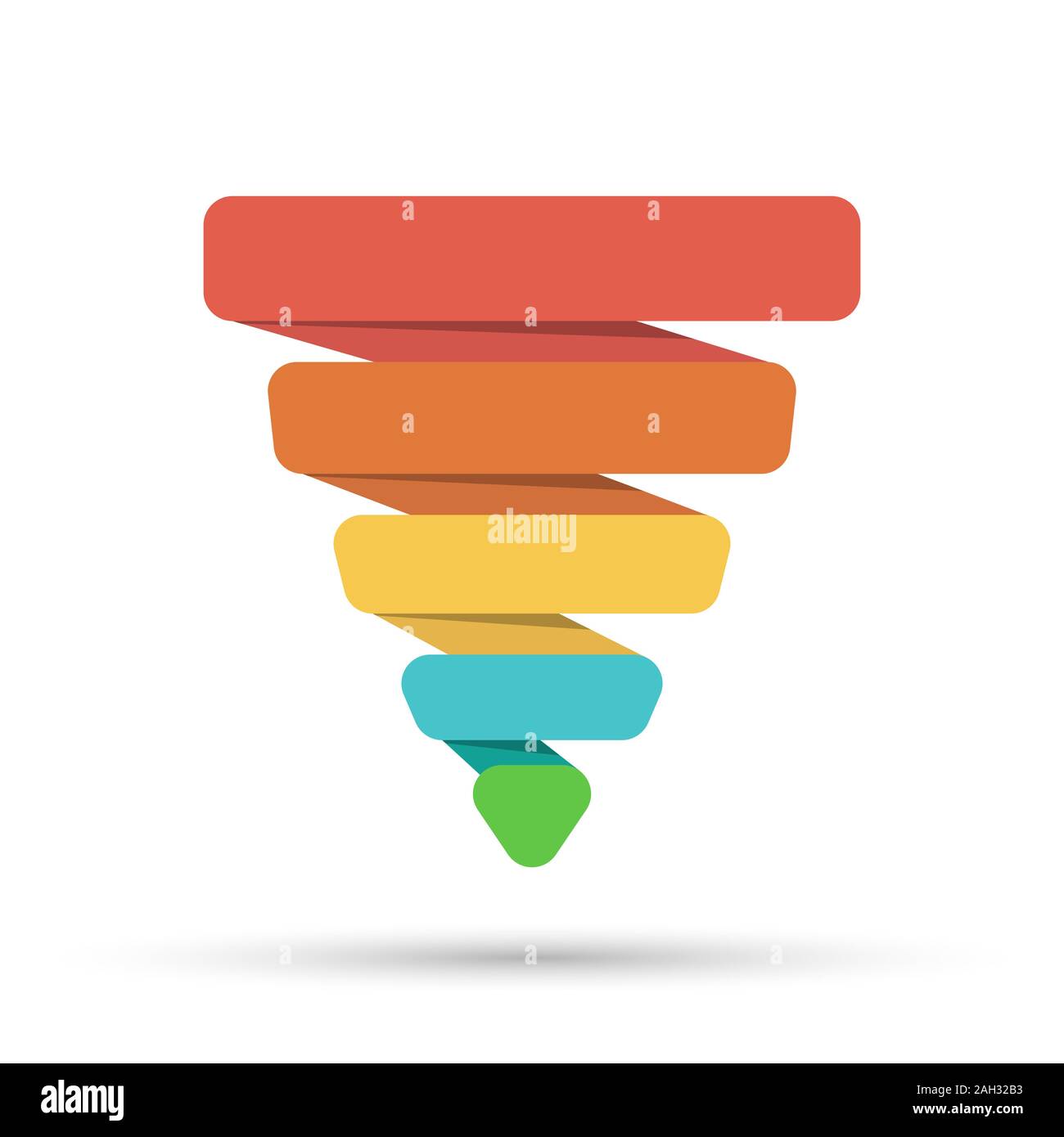 Pyramide der fünf Segmente. Infografiken für visuelle Gestaltung der Business Projekte, Strategien und Planung. Auf weissem Hintergrund. Stock Vektor