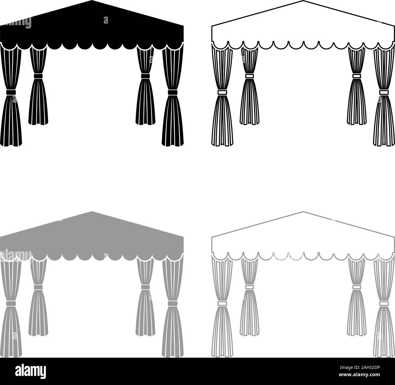 Vordach Pop Up Zelt kommerzielle Pavillon Markise für Rest Festzelt Chuppah Symbol outline Schwarz Grau Farbe Vektor-illustration Flat Style einfach Bild einstellen Stock Vektor