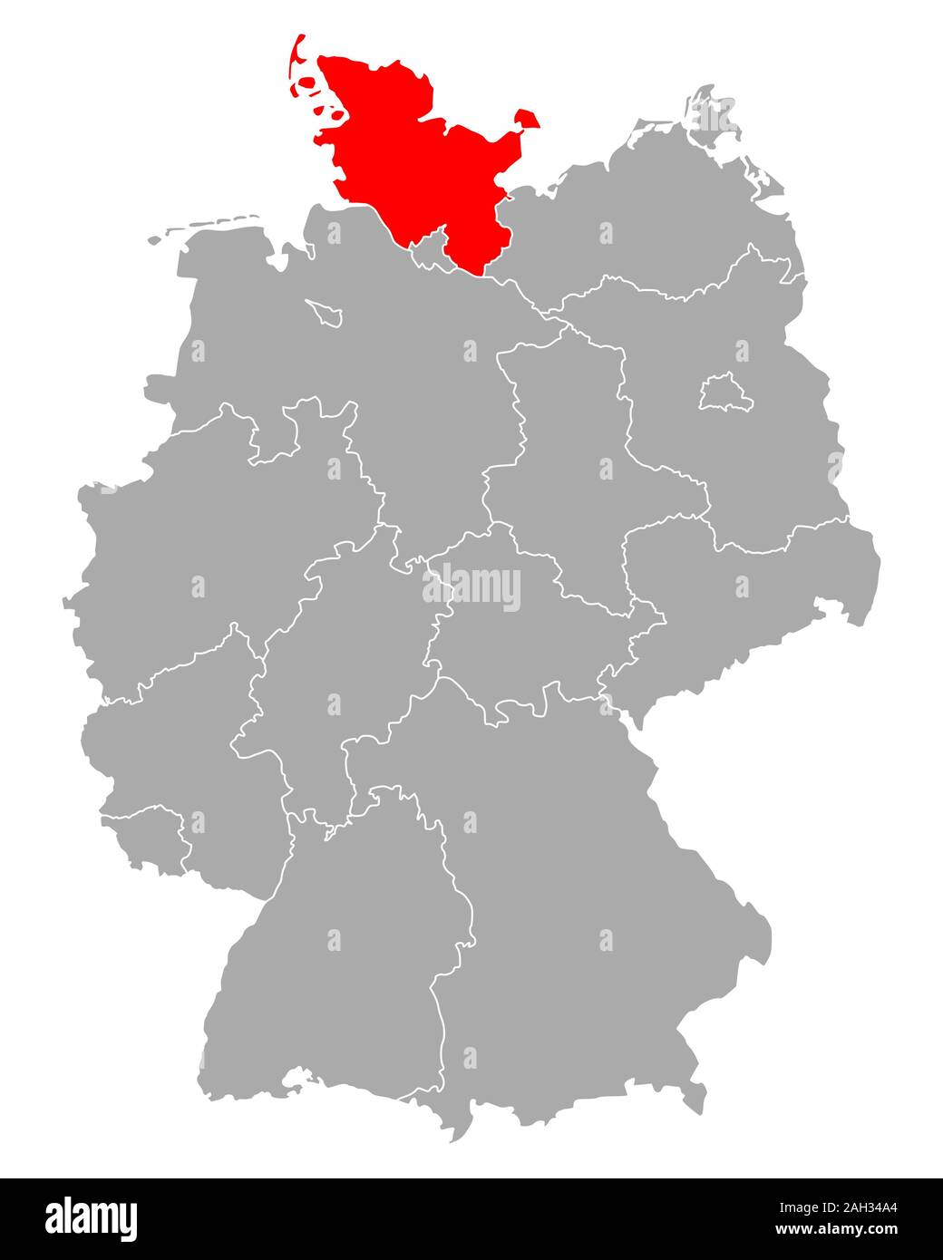 Karte von Schleswig-Holstein in Deutschland Stockfoto