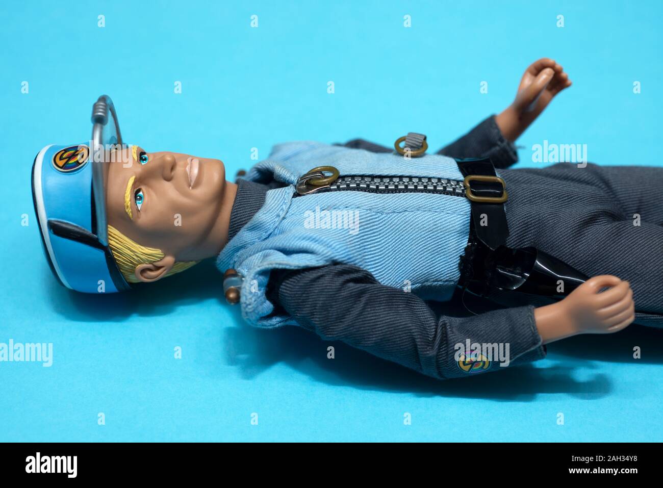 Kapitän Kunststoff blau Spielzeug Abbildung Stockfoto