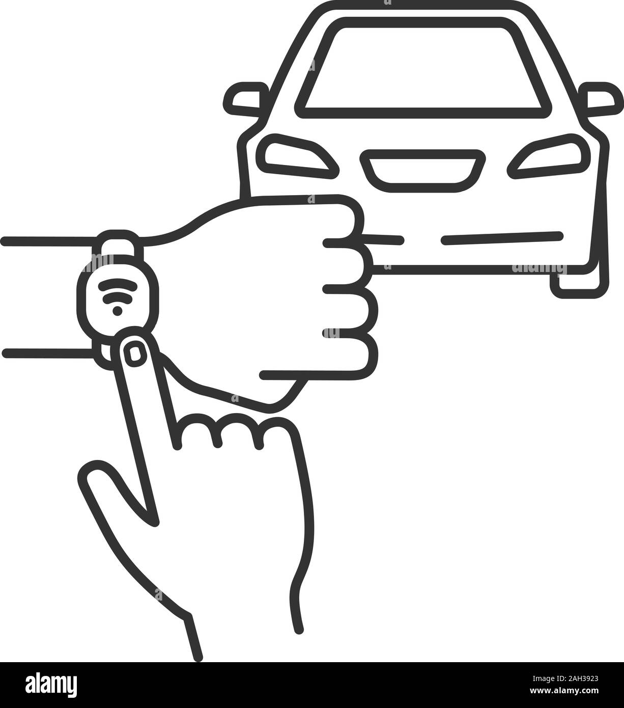 NFC Auto lineare Symbol. NFC-Armband auto-Taste. Dünne Linie Abbildung. Smart Auto. Near Field Communication auto-Steuerung. Kontur Symbol. Vektor ist Stock Vektor