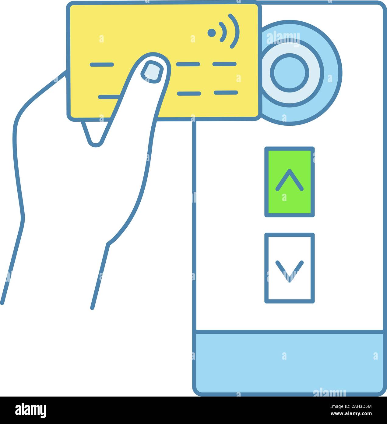 NFC-credit card reader Farbe Symbol. NFC öffentliche Verkehrsmittel. Near Field Communication. RFID-Tür Zugang zum Aufzug. Isolierte Vektor krank Stock Vektor