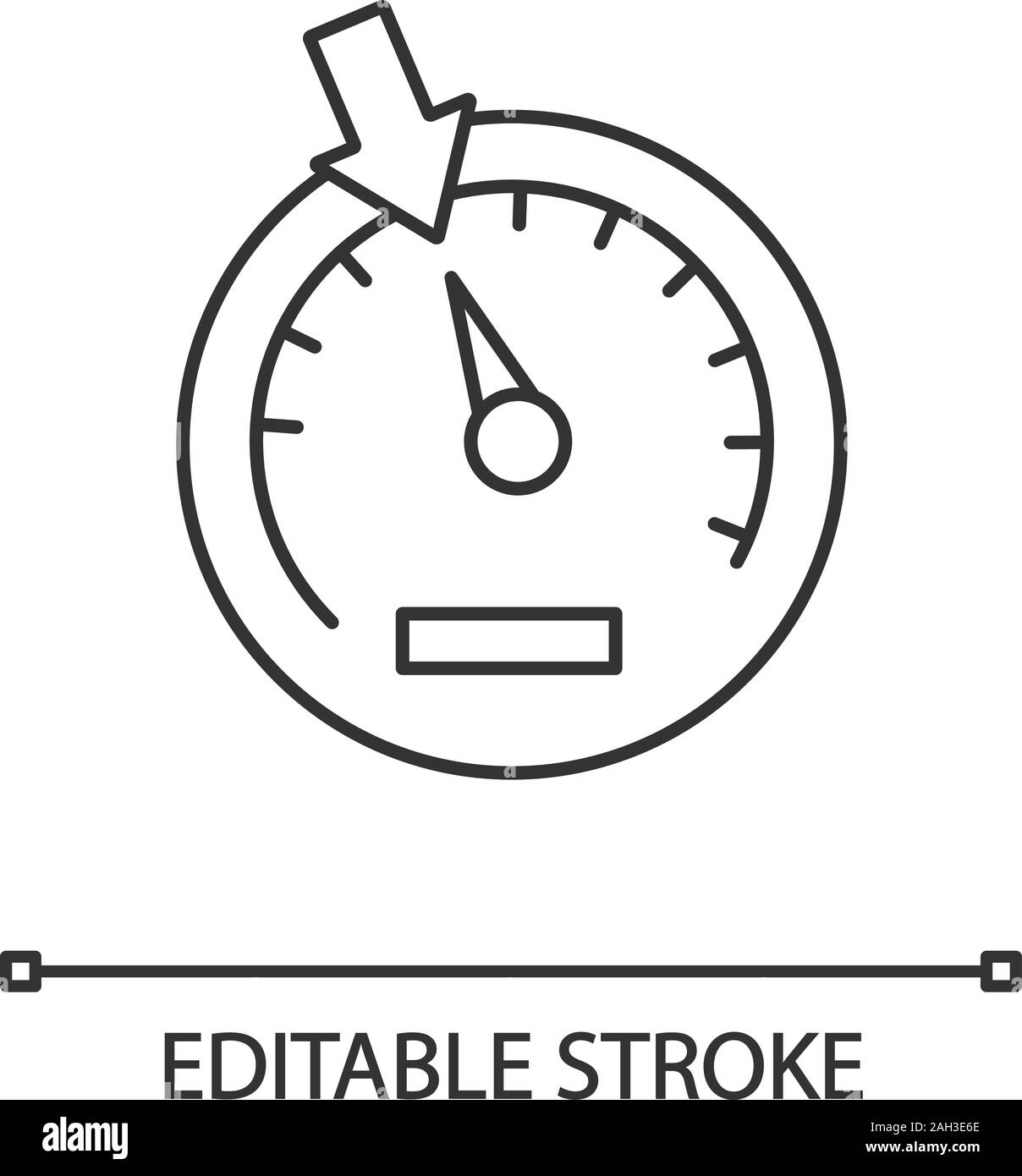 Tachometer lineare Symbol. Dünne Linie Abbildung. Armaturenbrett