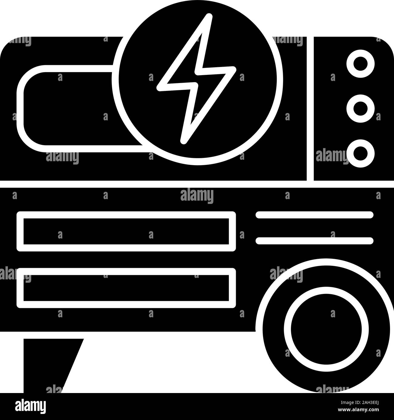 Portable Power Generator glyph Icon. Home Generator. Silhouette Symbol. Negativer Platz. Vektor isoliert Abbildung Stock Vektor