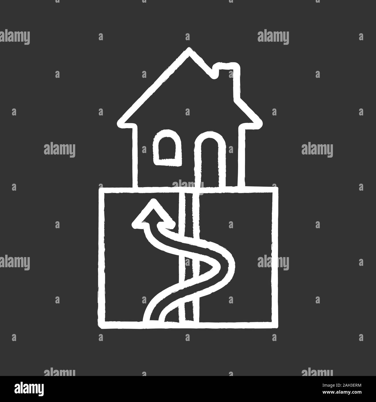 Geothermie chalk Symbol. Sole-wärmepumpe. Ökologische Haus Heizung. Isolierte vektor Tafel Abbildungen Stock Vektor