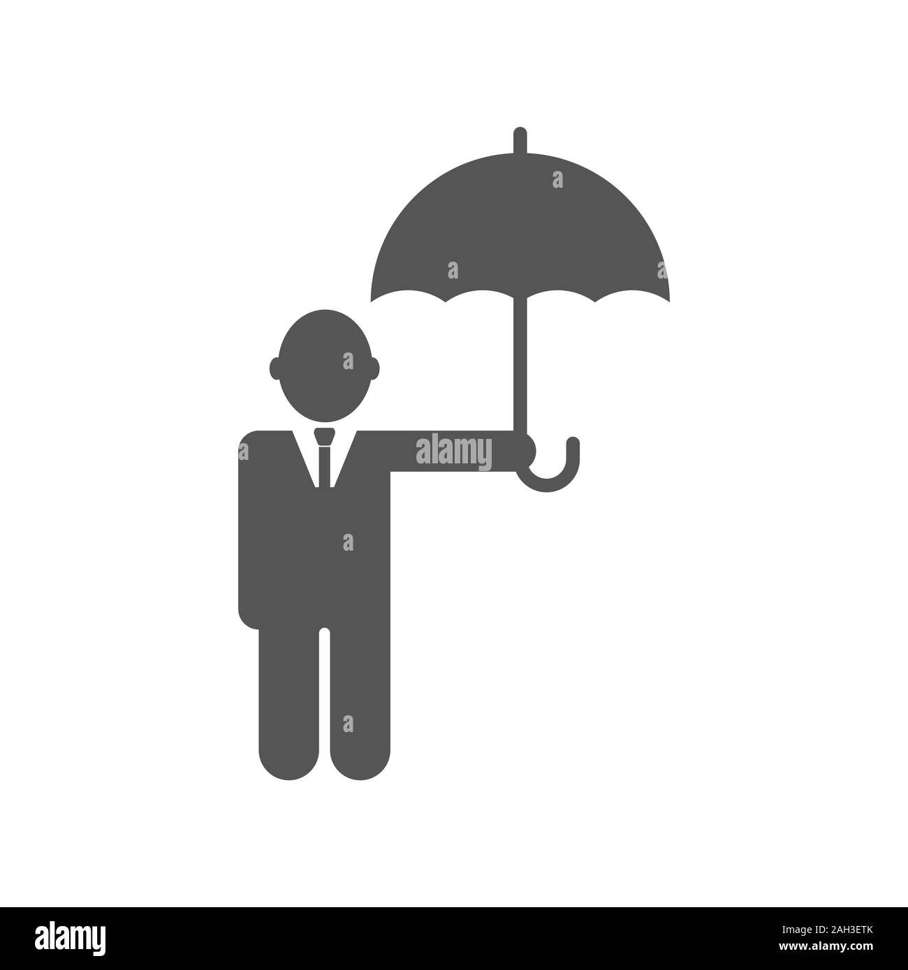 Mann mit Regenschirm vektor Symbol auf weißem Hintergrund. Flache vektor Mann mit Regenschirm Symbol unterzeichnen. Versicherung Konzept mit Versicherung. EPS 10. Stock Vektor