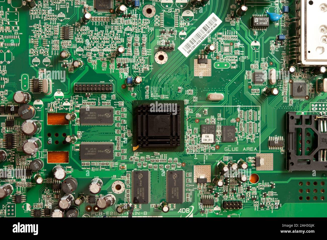 Detail eines Computer Motherboard oder Platine enthält die wichtigsten Komponenten eines Computers Stockfoto