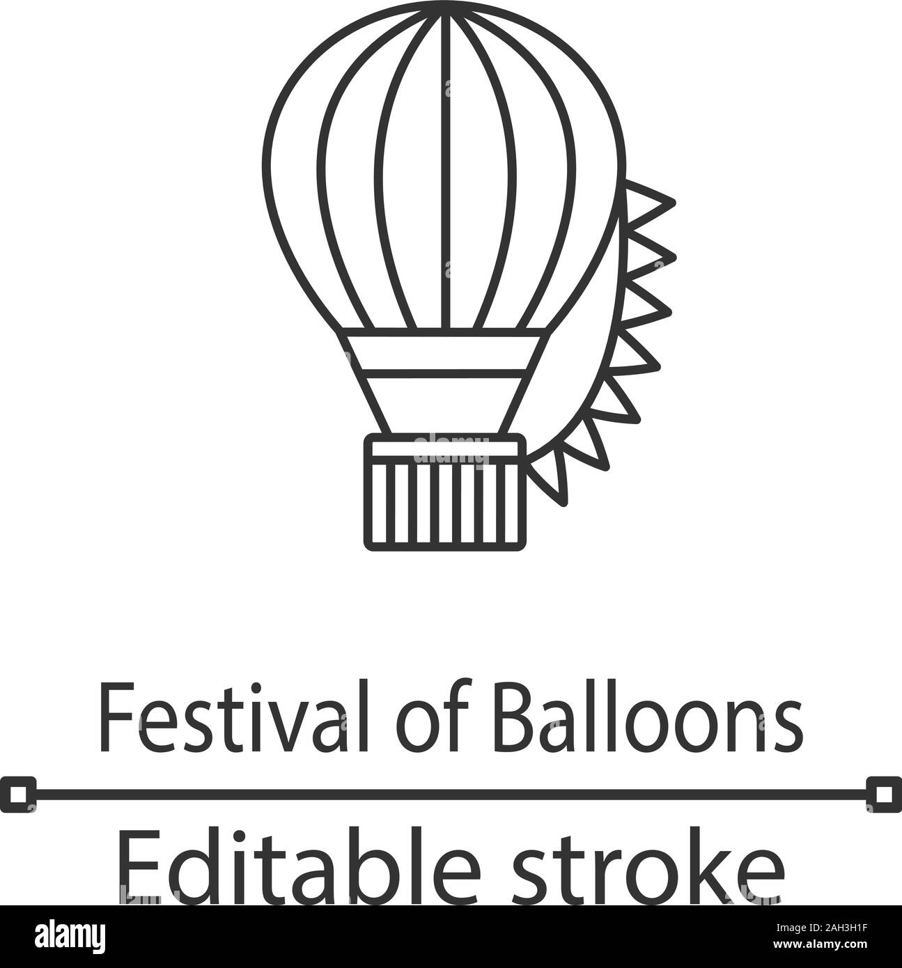 Hot Air Balloon Festival lineare Symbol. Dünne Linie Abbildung. Aerostat. Kontur Symbol. Vektor isoliert Umrisse zeichnen. Editierbare Anschlag Stock Vektor