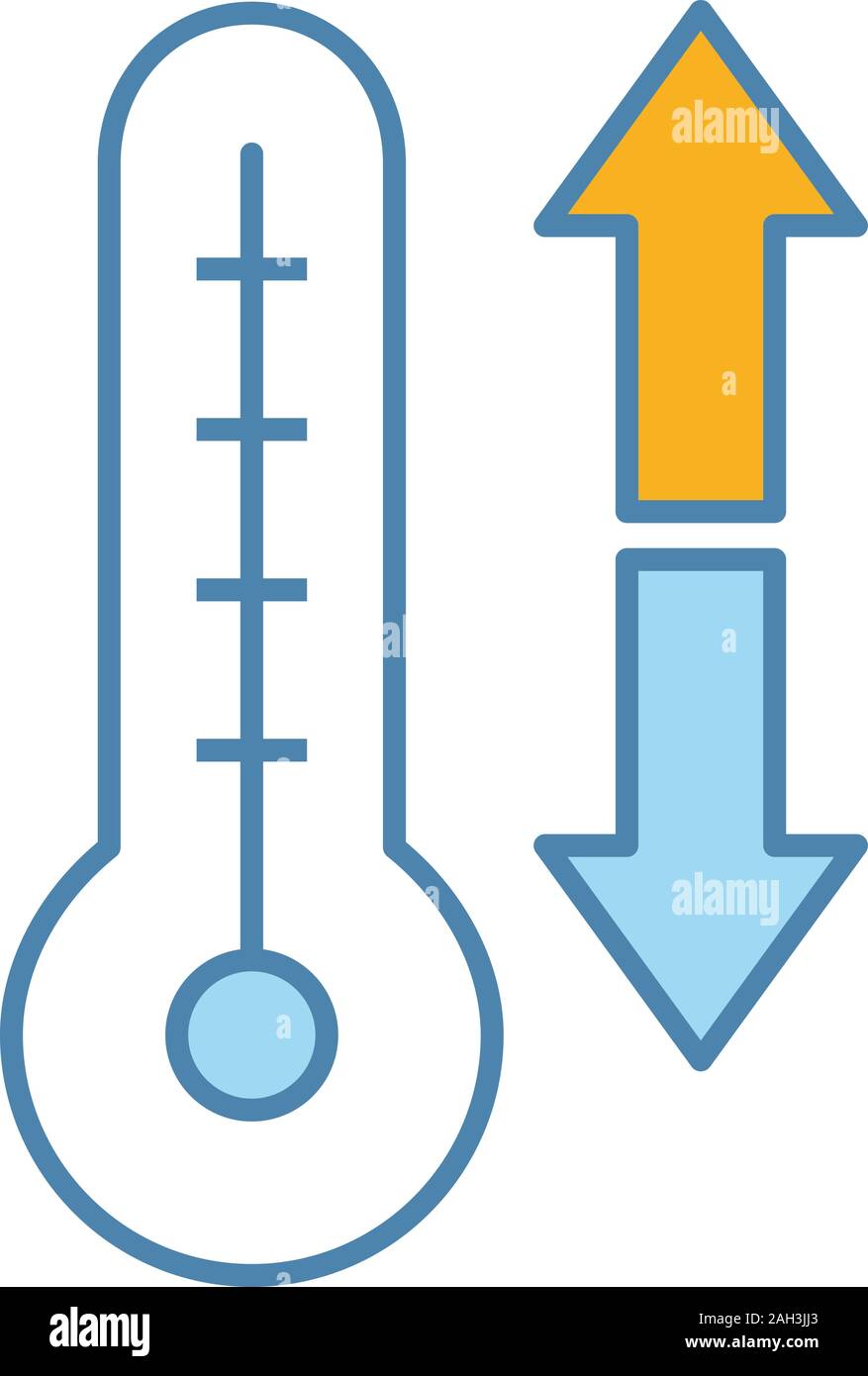 Klimaanlage mit Regelautomatik Farbe Symbol. Temperaturregelung. Thermometer mit Nach unten und Nach oben Pfeile. Isolierte Vector Illustration Stock Vektor