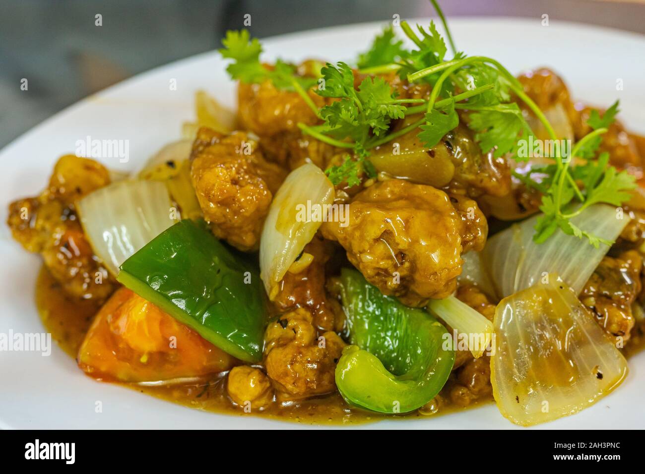 Nahaufnahme der Chinesischen süßsaure Schweinefleisch Spare Rib Stockfoto