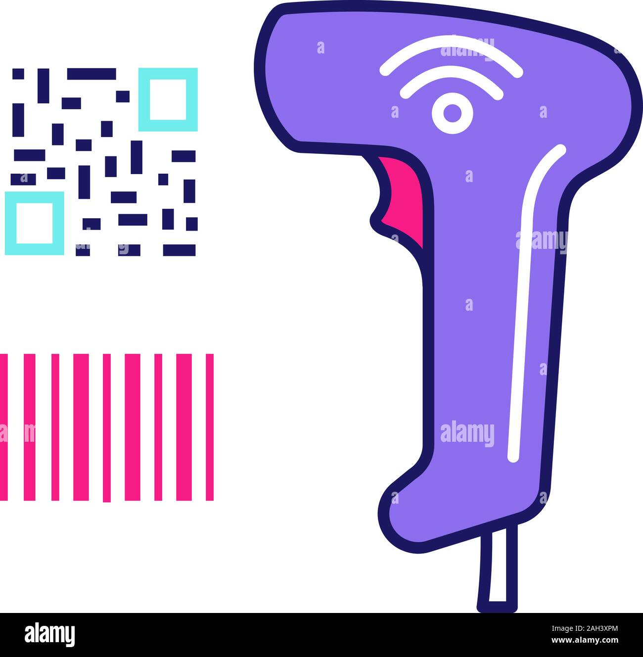 Barcode- und QR-Code scanner Farbe Symbol. Wlan Linear- und Matrix barcodes Handheld reader. QR-Codes und traditionellen Barcodes lesen Gerät. Store, Shop Stock Vektor