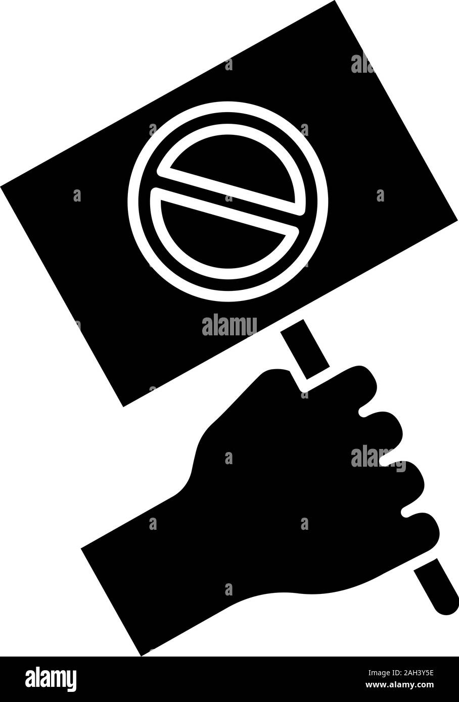 Protest Banner in der Hand glyph Icon. Demonstrant' € ™ s oder Aktivist' € ™ s Hand. Demonstration, Konferenz. Protest Plakat. Soziale und politische Bewegung. Silhoue Stock Vektor