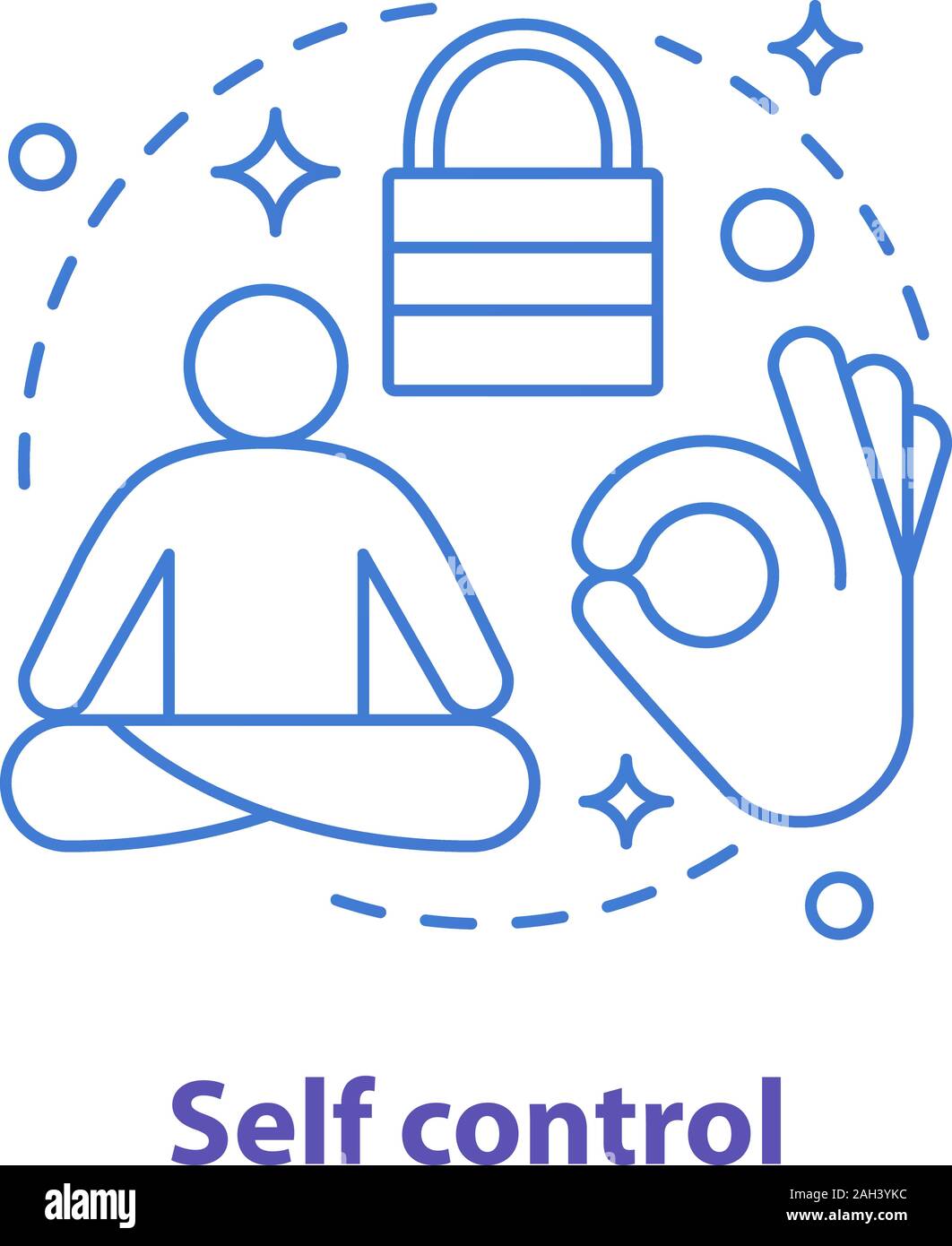 Self Control Konzept Symbol. Geist Freiheit Idee dünne Linie Abbildung. Inneren Frieden. Meditation. Wellness. Yoga. Vektor isoliert Maßbild Stock Vektor