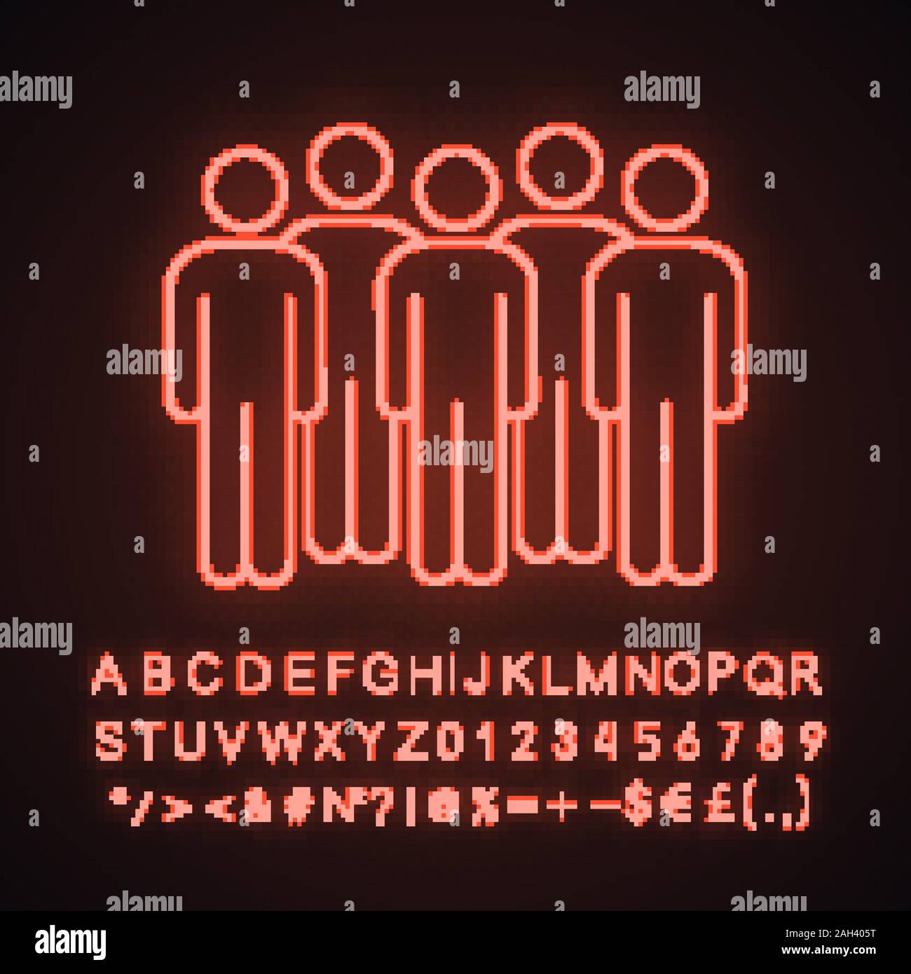 Sitzung Neonlicht Symbol. Koalition Politik. Die Demonstranten. Gruppe von Menschen. Wähler, Wähler. Soziale und politische Bewegung. Masse. Leuchtende Zeichen mit Al Stock Vektor