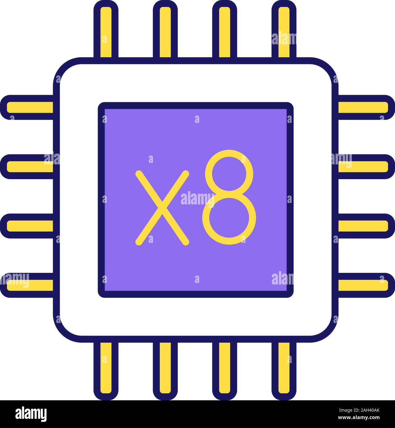 Octa-Prozessor Farbe Symbol. Acht Mikroprozessor. Microchip, Chipsatz. CPU.  Central Processing Unit. Computer, Telefon Multi-Core-Prozessor. Int  Stock-Vektorgrafik - Alamy