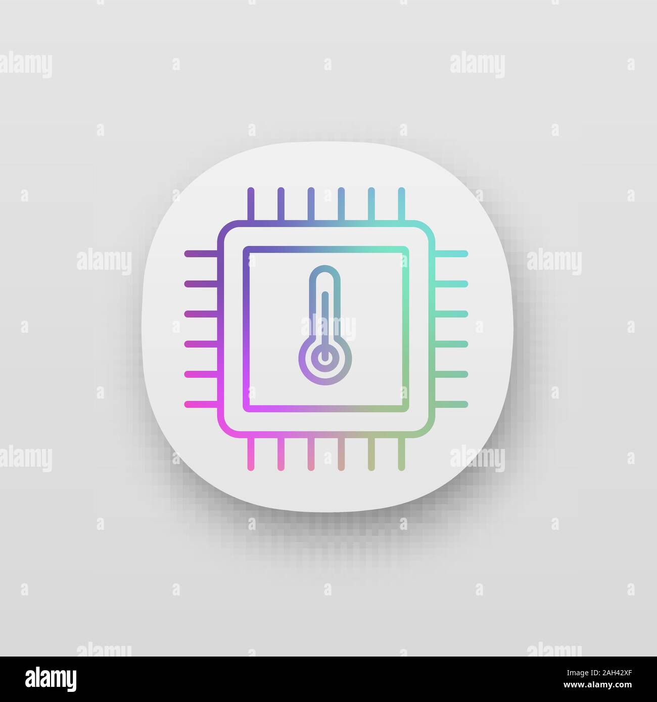 Die Temperatur des Prozessors App Symbol. Core Temp. CPU überhitzt. Chip, Chip, Chipsatz. Heizung Central Processing Unit. Integrierte Schaltung und thermome Stock Vektor