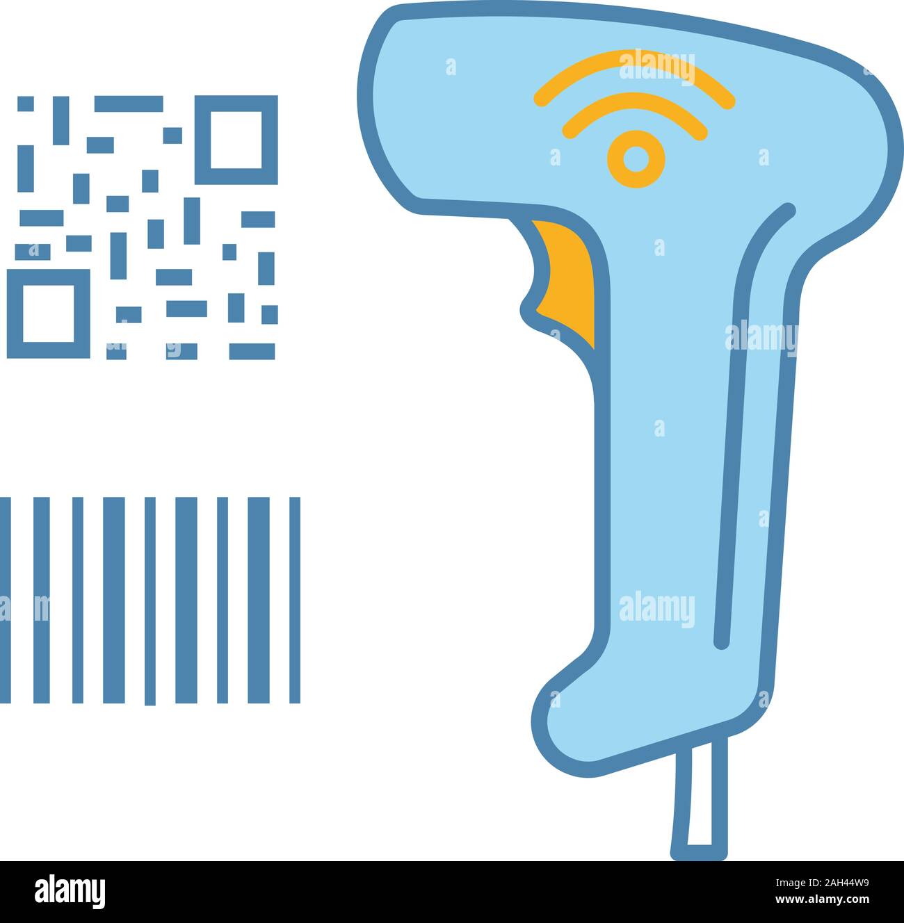 Barcode- und QR-Code scanner Farbe Symbol. Wlan Linear- und Matrix barcodes Handheld reader. QR-Codes und traditionellen Barcodes lesen Gerät. Store, Shop Stock Vektor